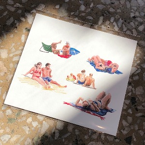 [그림엽서] 스페인 드로잉 엽서 - 해변의 사람들